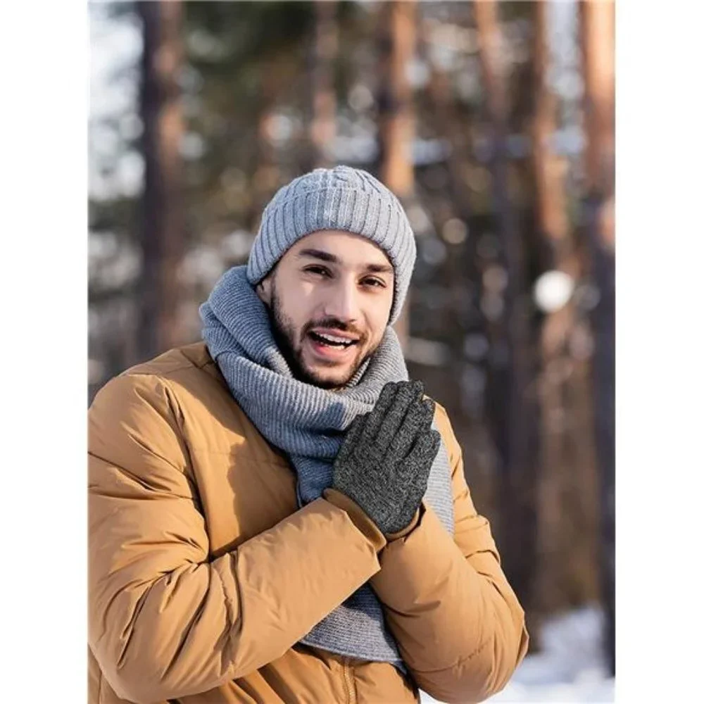 3 Pairs Unisex Winter Warm Magic Gloves Thicken Cashmere Knit Gloves Stretchy